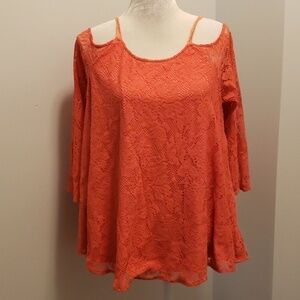 SPY Zone Exchange Cold Shoulder Swing Top Coral Lg